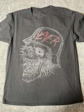 Slayer Skull Helmet Graphic Black T-Shirt